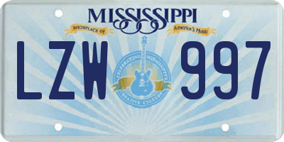 MS license plate LZW997
