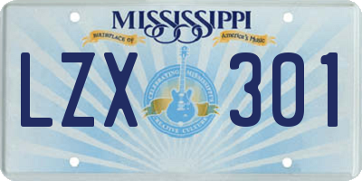 MS license plate LZX301