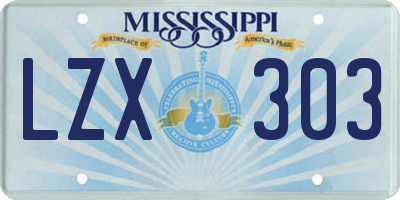MS license plate LZX303