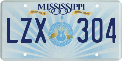 MS license plate LZX304