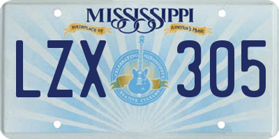 MS license plate LZX305