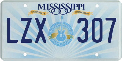 MS license plate LZX307