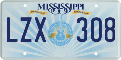 MS license plate LZX308