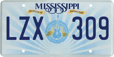 MS license plate LZX309