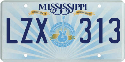 MS license plate LZX313