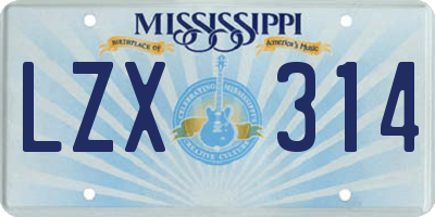 MS license plate LZX314