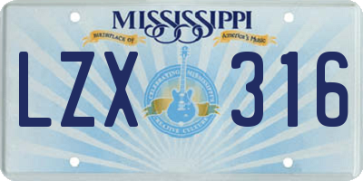 MS license plate LZX316