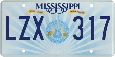 MS license plate LZX317