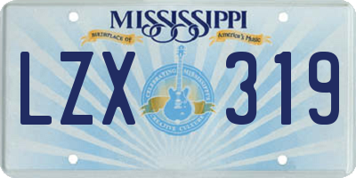 MS license plate LZX319