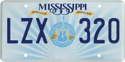 MS license plate LZX320