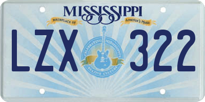 MS license plate LZX322