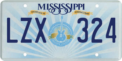 MS license plate LZX324