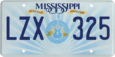 MS license plate LZX325