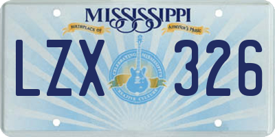 MS license plate LZX326