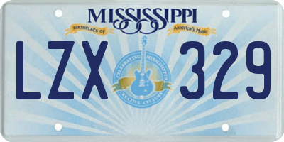MS license plate LZX329