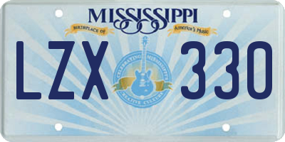 MS license plate LZX330