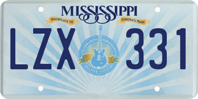 MS license plate LZX331