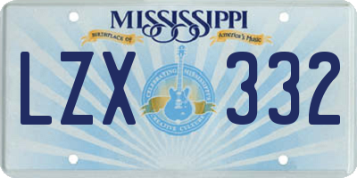 MS license plate LZX332