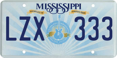 MS license plate LZX333