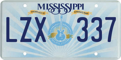 MS license plate LZX337
