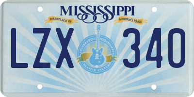 MS license plate LZX340