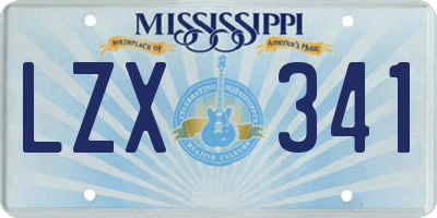 MS license plate LZX341