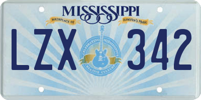 MS license plate LZX342
