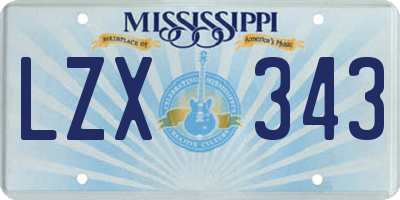 MS license plate LZX343