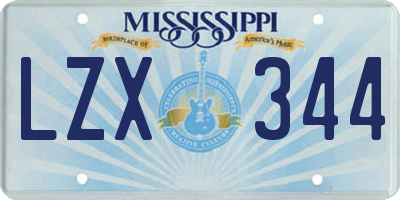 MS license plate LZX344