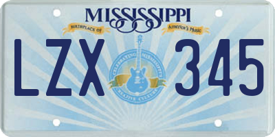 MS license plate LZX345