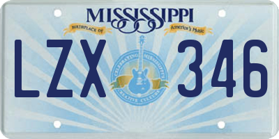 MS license plate LZX346