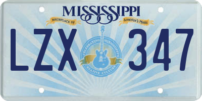 MS license plate LZX347