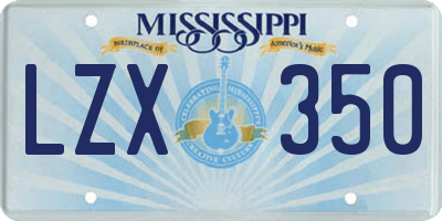 MS license plate LZX350