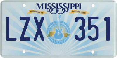MS license plate LZX351