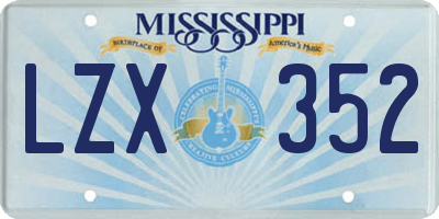 MS license plate LZX352