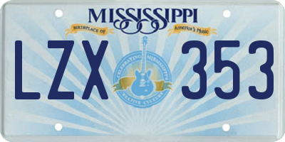 MS license plate LZX353