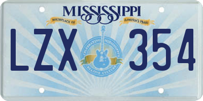 MS license plate LZX354