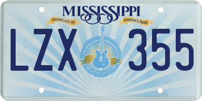 MS license plate LZX355
