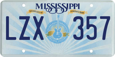 MS license plate LZX357