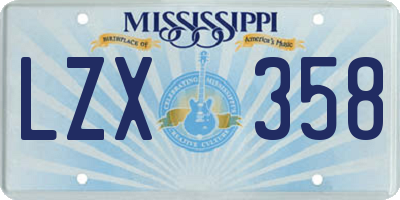 MS license plate LZX358