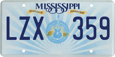 MS license plate LZX359