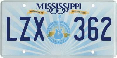 MS license plate LZX362