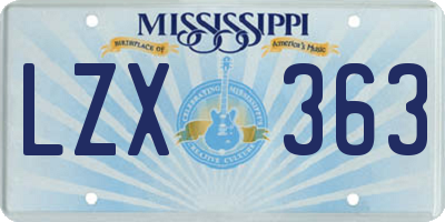 MS license plate LZX363