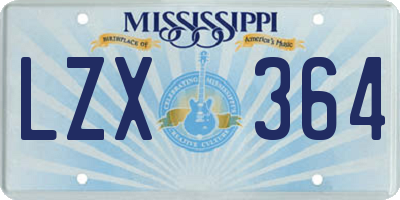 MS license plate LZX364