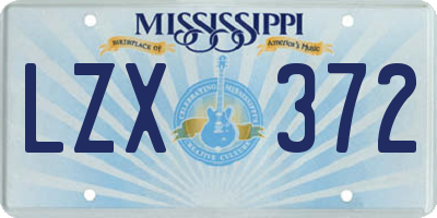 MS license plate LZX372