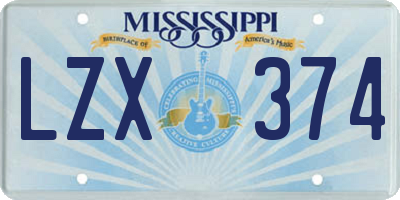 MS license plate LZX374