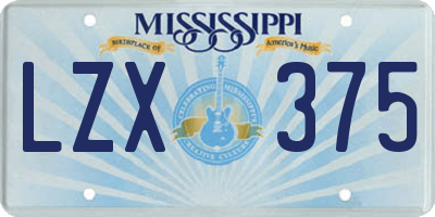 MS license plate LZX375