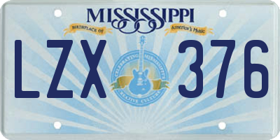 MS license plate LZX376