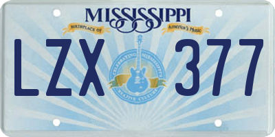 MS license plate LZX377