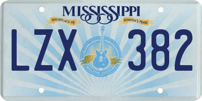 MS license plate LZX382